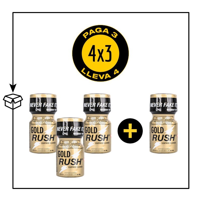 PACK 4 POPPERS GOLD RUSH 10ML PACK 4 POPPERS GOLD RUSH 10ML