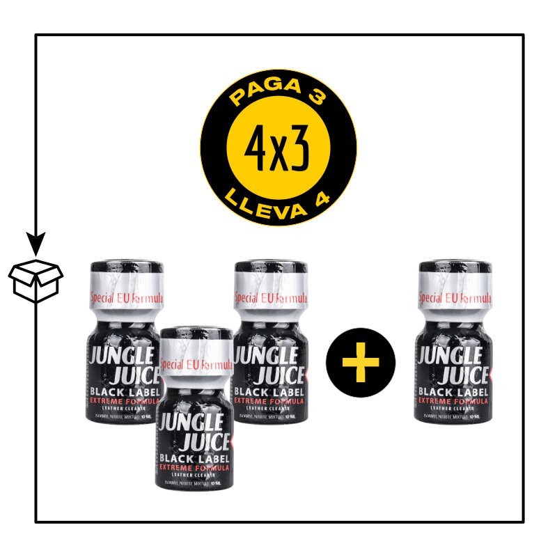 PACK 4 POPPERS JUNGLE JUICE BLACK LABEL 10ML PACK 4 POPPERS JUNGLE JUICE BLACK LABEL 10ML