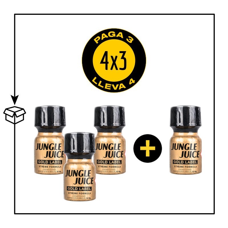 PACK 4 POPPERS JUNGLE JUICE GOLD LABEL 10ML PACK 4 POPPERS JUNGLE JUICE GOLD LABEL 10ML