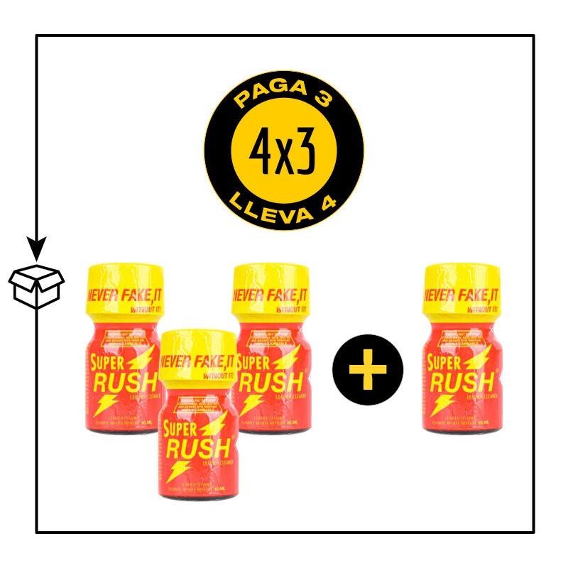 PACK 4 POPPERS SUPER RUSH 10ML PACK 4 POPPERS SUPER RUSH 10ML