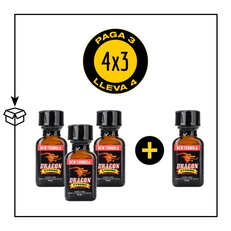PACK 4 POPPERS DRAGON STRONG 24ML