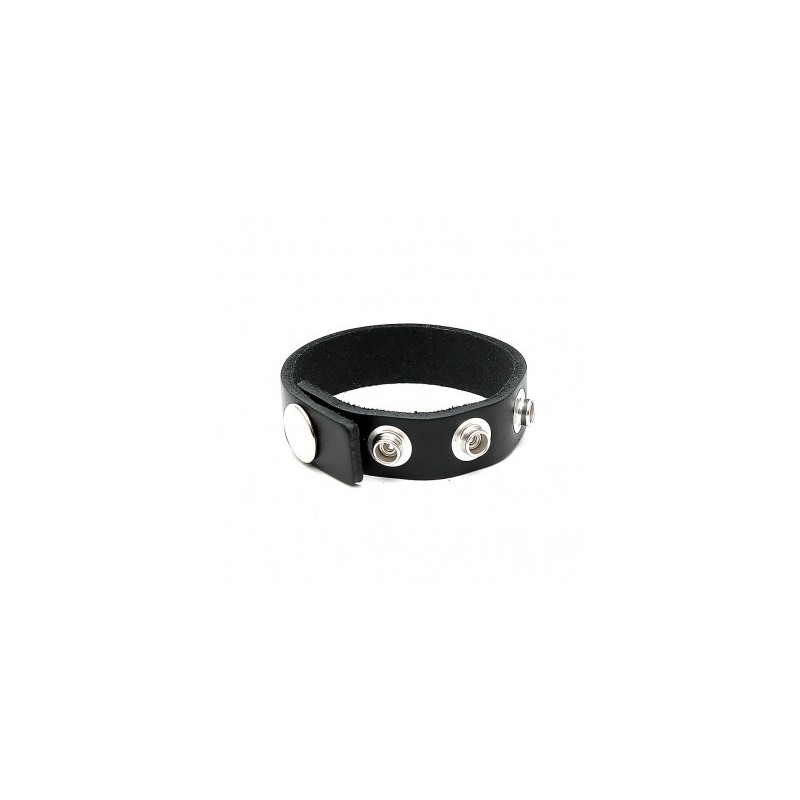 Anillo para el pene de cuero – Ajustable con 3 broches metálicas