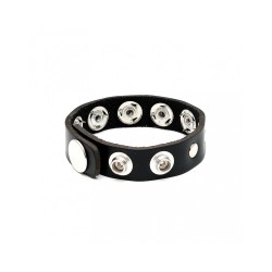 Anillo de cuero para el pene con clavos interiores – Ajustable con broches